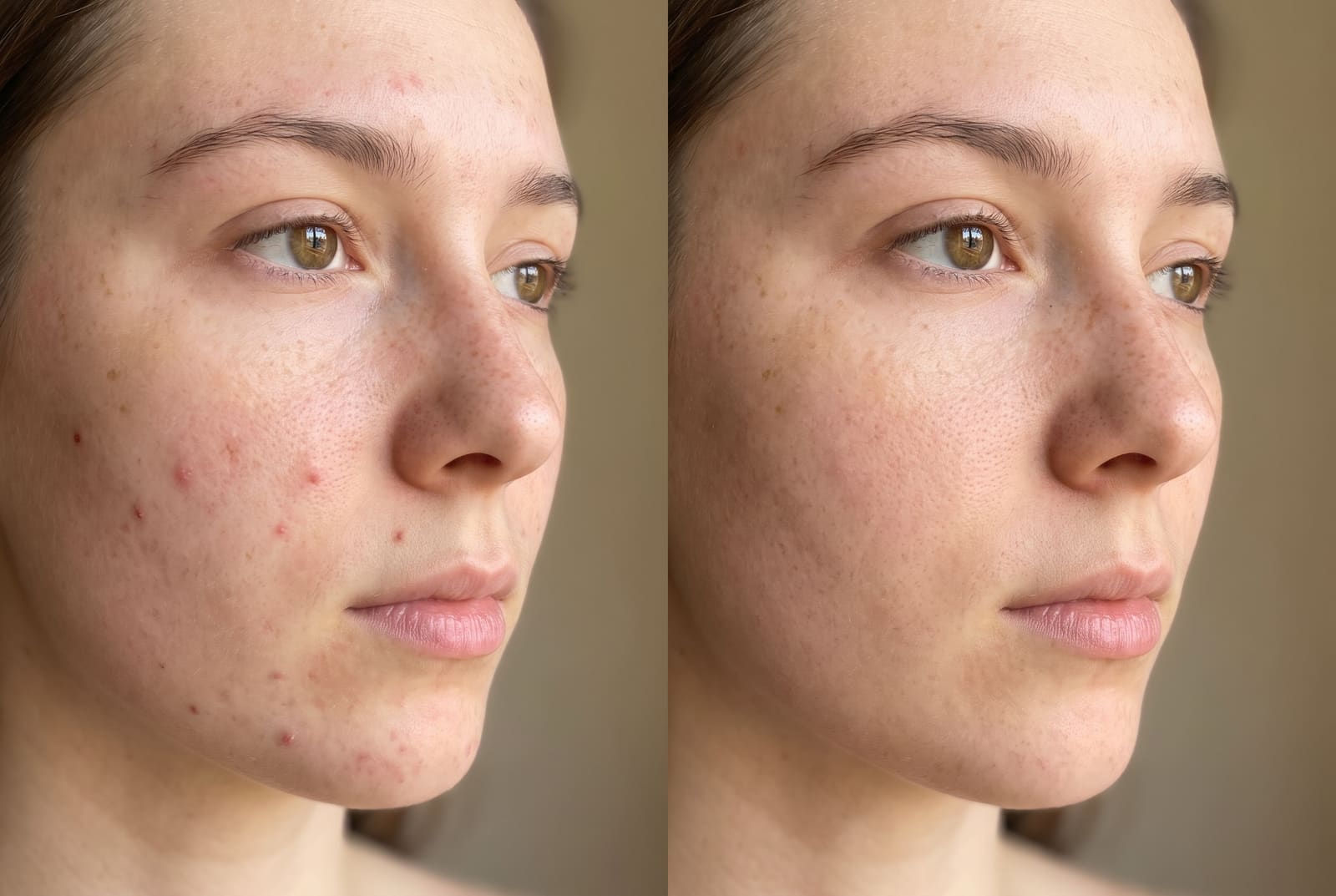 A portrait with blemishes removed and skin texture left intact